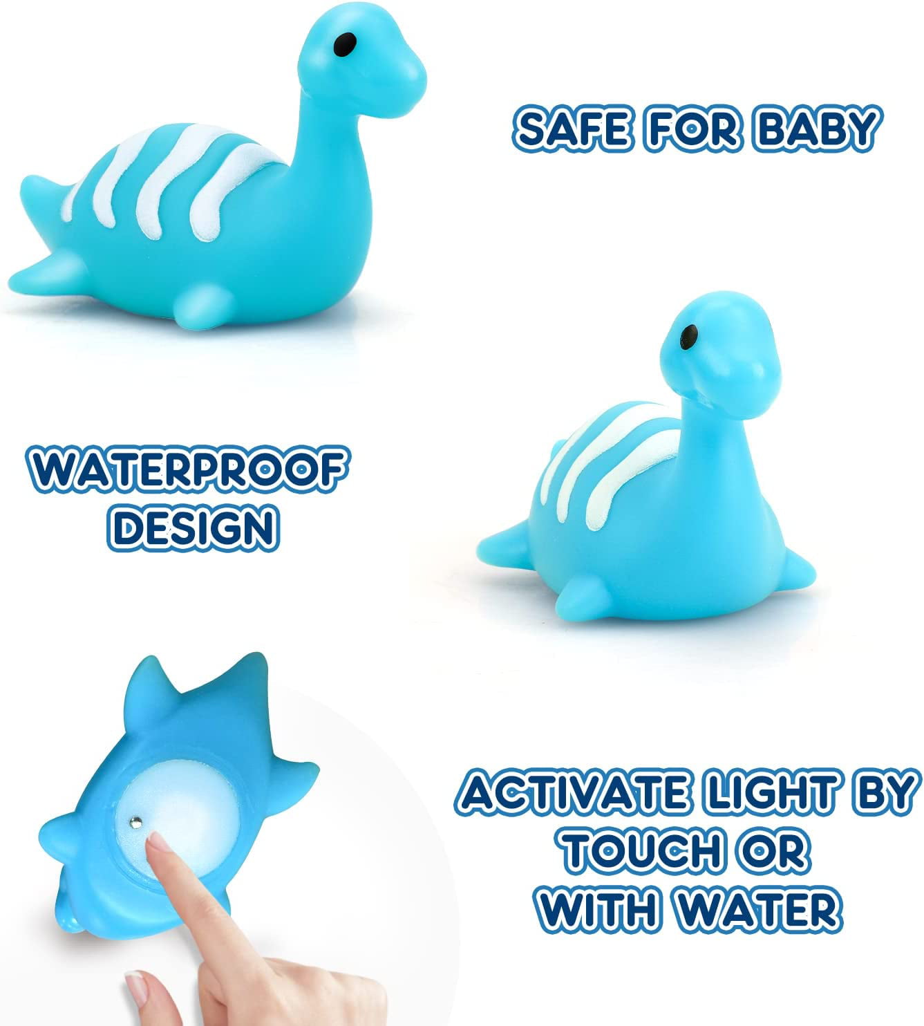 TOY Life 9 Pcs Dinosaur Light Up Bath Toys for Toddlers 3 4 5 6， Kids Bath Toys， Toddler Bath Toys Age 3-4， Bath Tub Toys 3-4， 9 Packs Rubber Animals Bath Toys， Fun Bath Toys for Girls Boys Baby