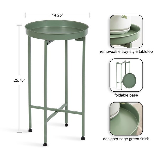 Kate and Laurel Celia Round Foldable Metal Accent Table - 14x14x26