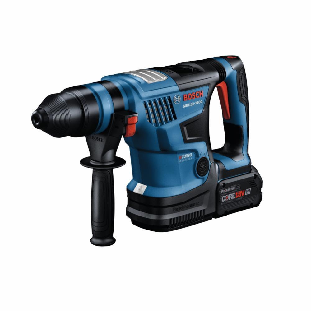 Bosch PROFACTOR 18V 1 1/4 in Rotary Hammer SDS Plus Bulldog with 2 CORE18V 8Ah PROFACTOR Batteries Factory Reconditioned GBH18V-34CQB24-RT from Bosch