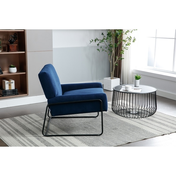 Modern Industrial Slant Armchair with Metal Frame