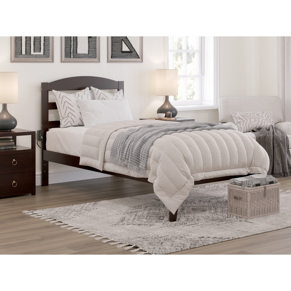 Warren Solid Wood Platform Bed with Attachable USB Charger