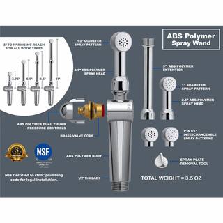 RinseWorks Aquaus 360 Premium Hand-Held Bidet with Patented Dual Spray Pressure Controls in Chrome - NSF Certified ABT-360