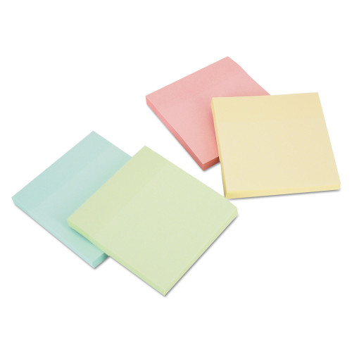 Universal Self-Stick Note Pads， 3 x 3， Assorted Pastel Colors， 100-Sheet， 12/Pack (35669)