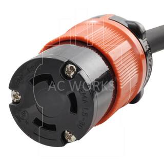 AC WORKS 25 ft. Soow 103 3-Prong Nema L5-30 125-Volt 30 Amp Generator Rubber Extension Cord L530PR-025E