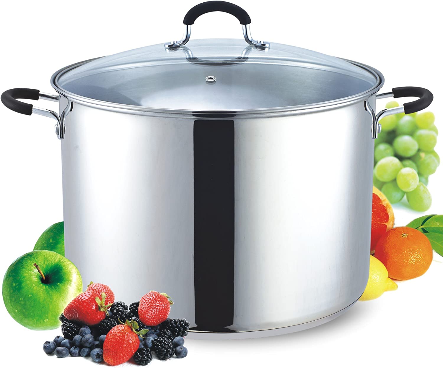 Cook N Home 00335 Stainless Steel Saucepot with Lid 20-Quart Stockpot， Silver