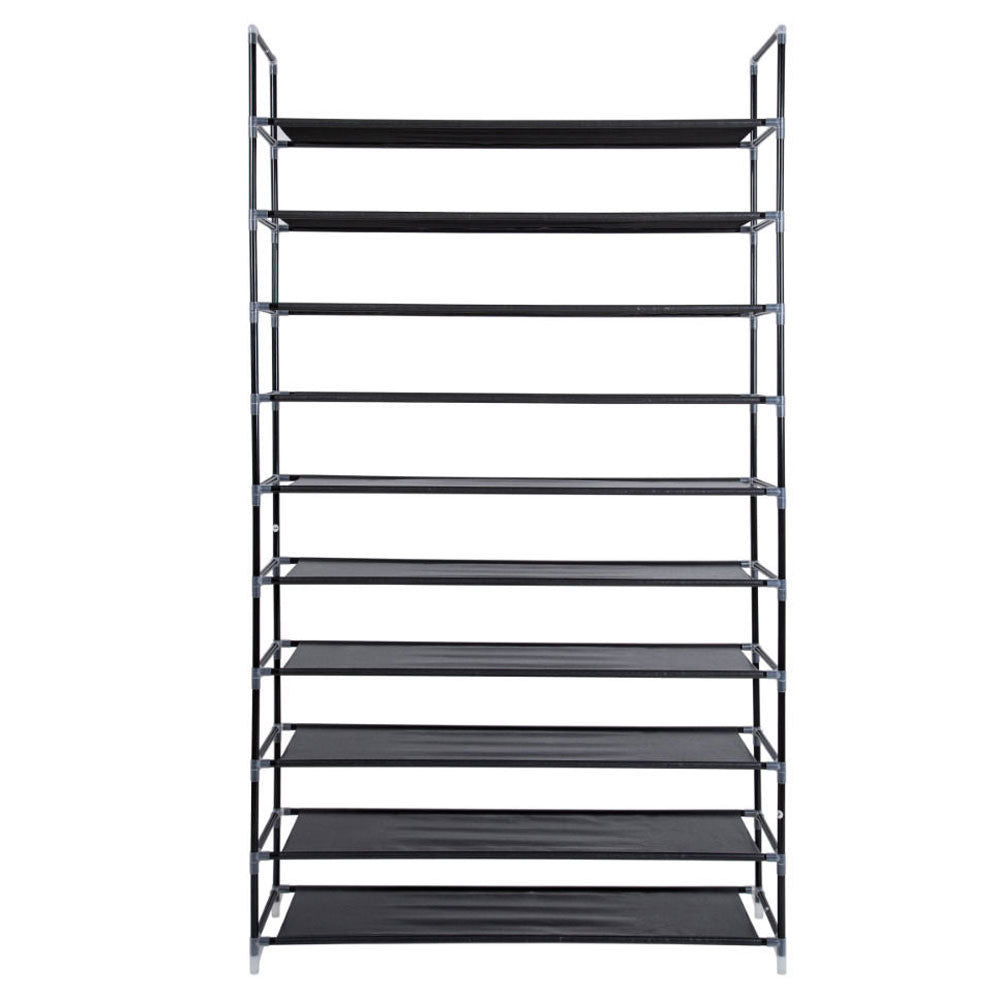 Zimtown 10-Tier 50 Pairs Shoe Rack Shoe Shelf Tower Stand Holder Shoe Cabinet Shoe Storage Organizer for Entryway Closet Bedroom，Black Finish