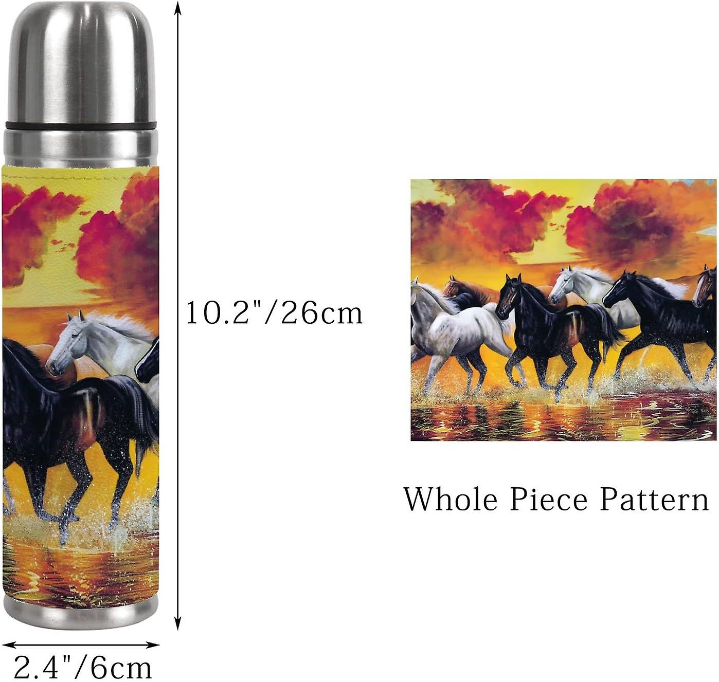 Insulated Mug Stainless Steel Water Bottle Horse Runs Through The Splashes Of Water Vacuum Cup Travel Mug