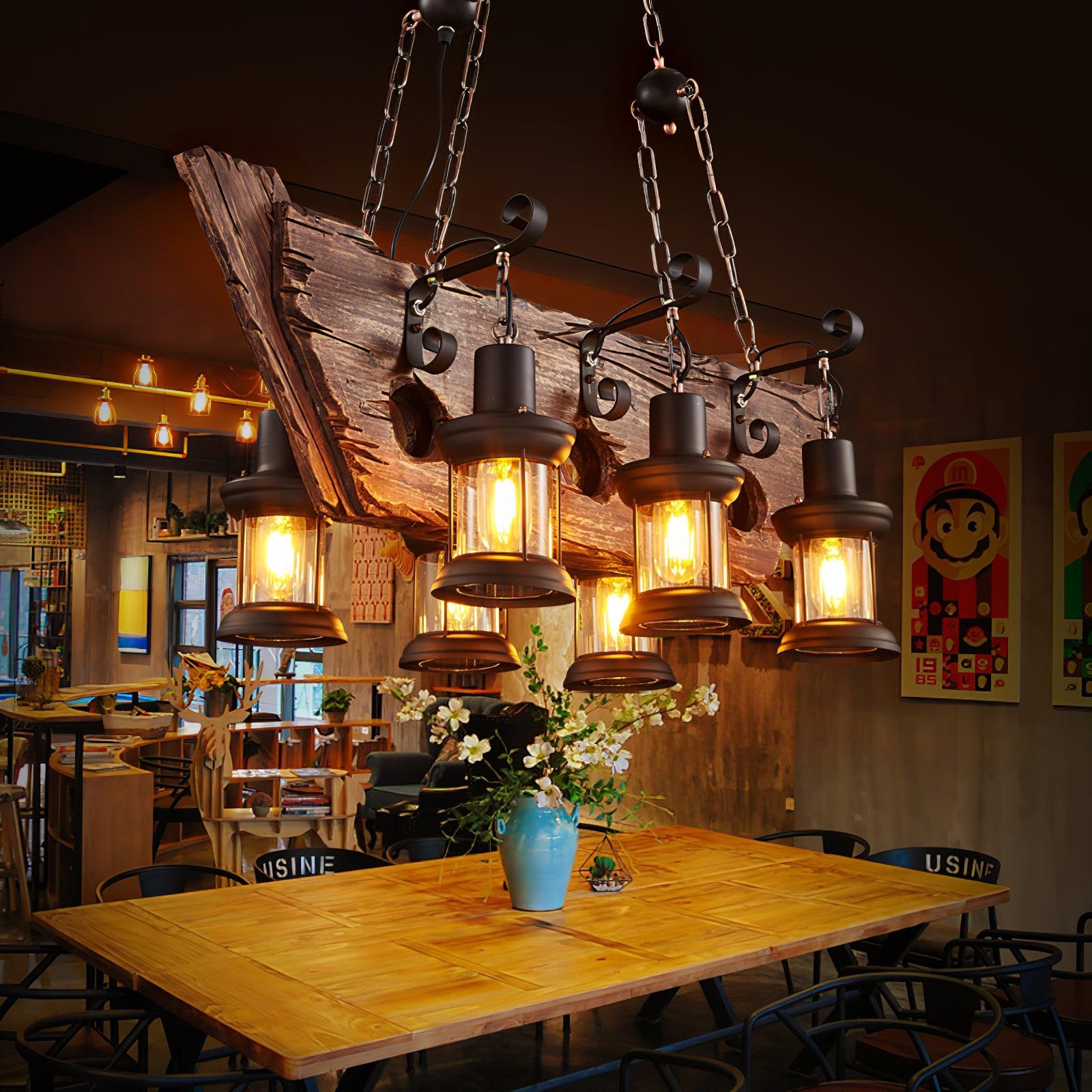 Nautical Industrial Style Wooden Chandelier