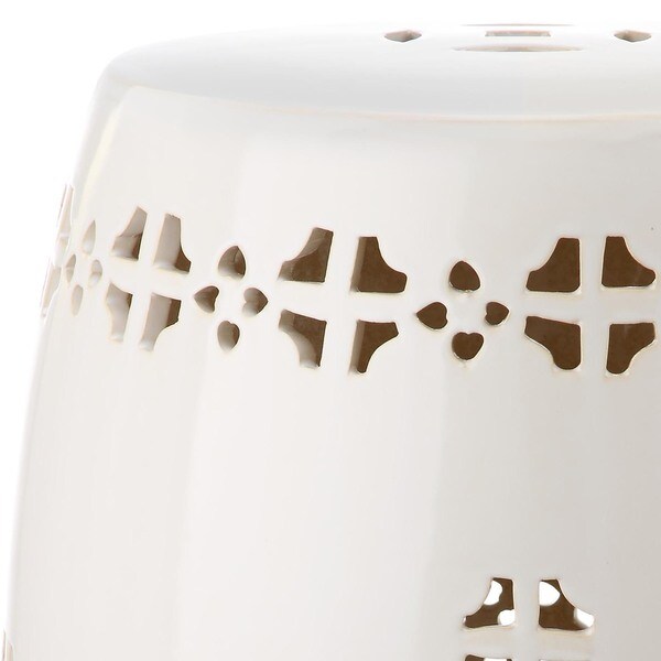 SAFAVIEH Quatrefoil Cream Ceramic Decorative Garden Stool