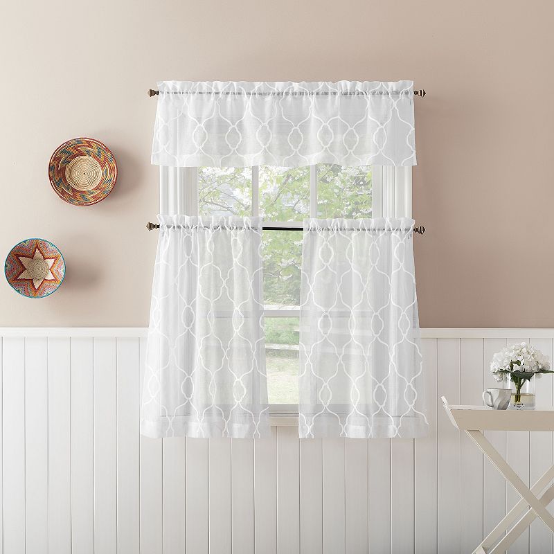 No. 918 Allerton Embroidered Rod Pocket Kitchen Window Curtain Valance