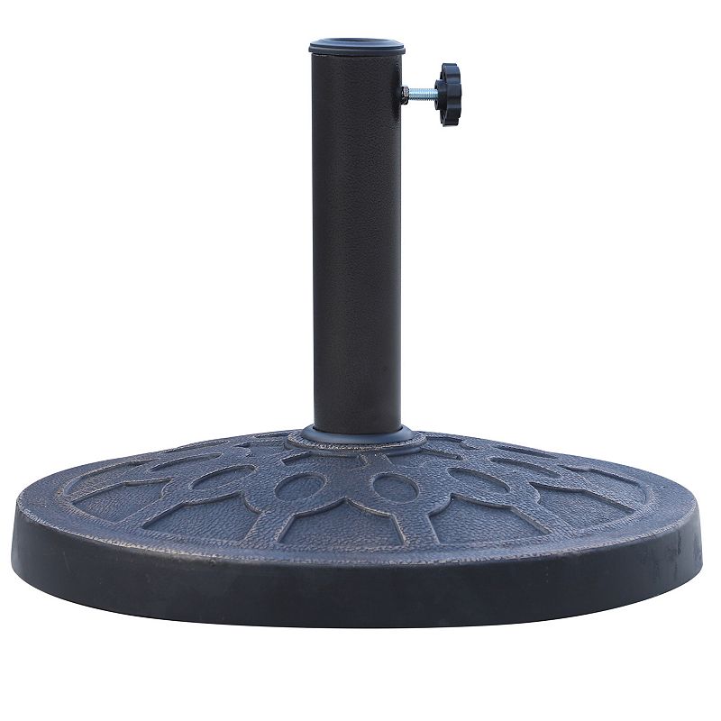 Outsunny 18 26.4 lbs Round Resin Umbrella Base Stand Market Parasol Holder with Beautiful Decorative Pattern and Easy Setup for 1 1.89 Pole for Lawn Deck Backyard Garden Bronze