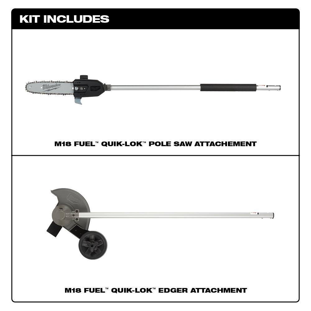 MW M18 FUEL QUIK-LOK 10 in. Pole Saw Attachment and 8 in. Edger Attachment (Tool-Only) 49-16-2720-49-16-2718