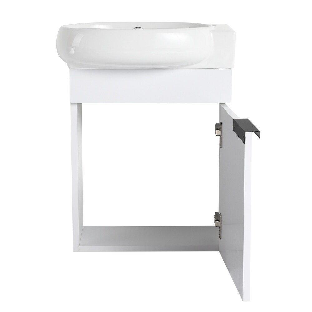 ARTCHIRLY 16/18 Inch Mini Bathroom Vanity with Sink for Small Bathroom  Floating Bathroom Vanity with Soft Close Door