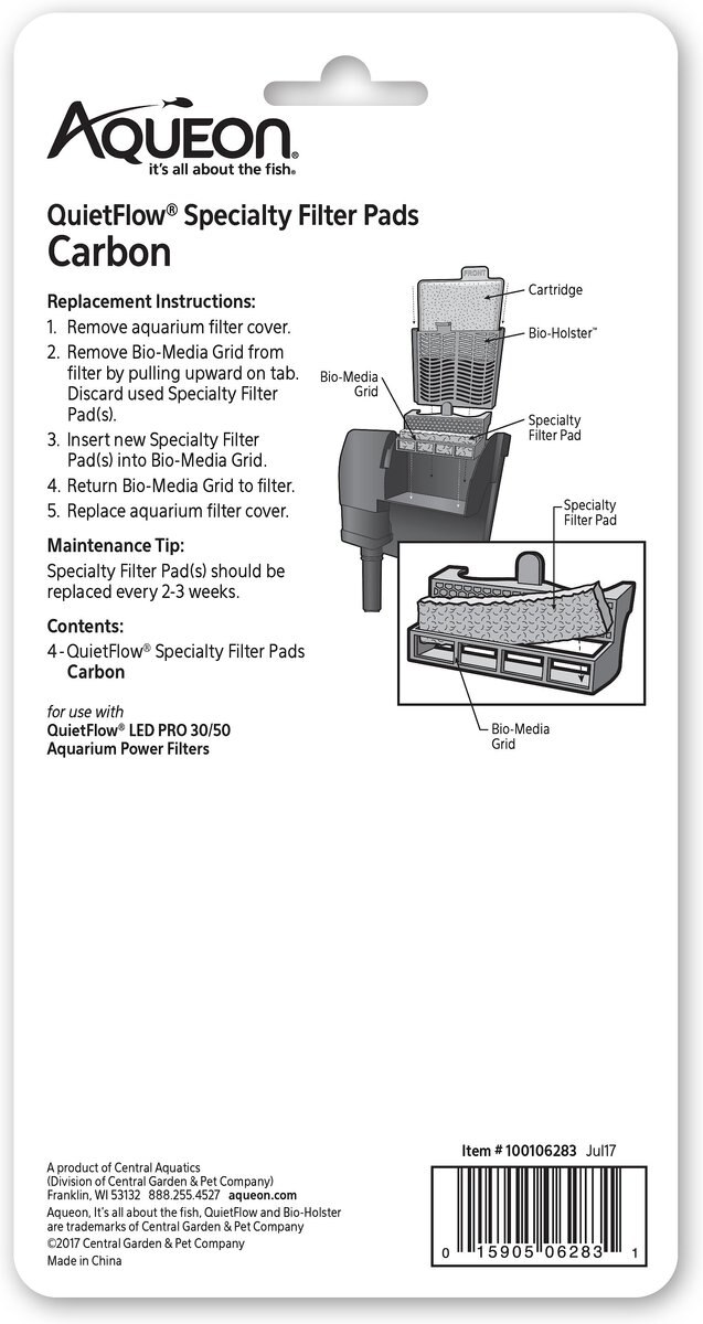 Aqueon QuietFlow 30/50 Carbon Reducing Specialty Aquarium Filter Pads