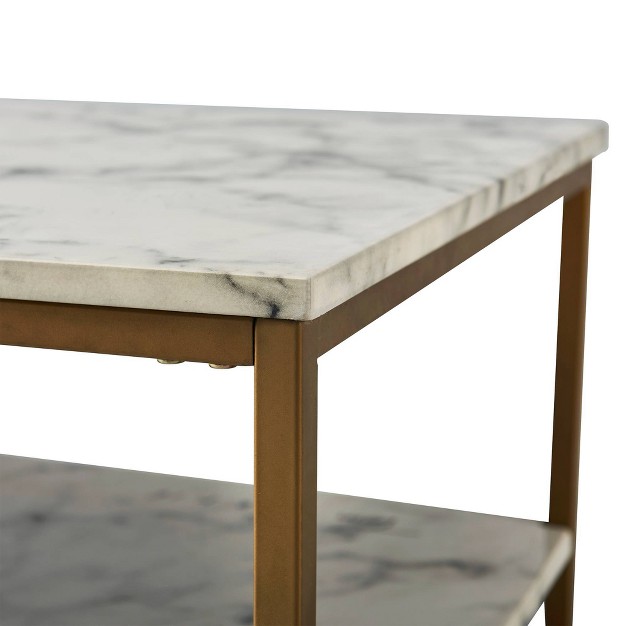 Marmo Coffee Table With Faux Marble Top Brass Gold natural Teamson Home