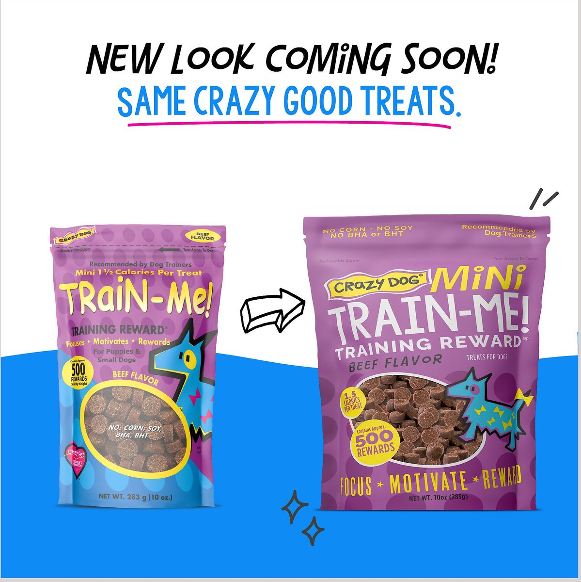 Crazy Dog Train-Me! Minis Beef Dog Soft and Chewy Treats， 10-oz bag