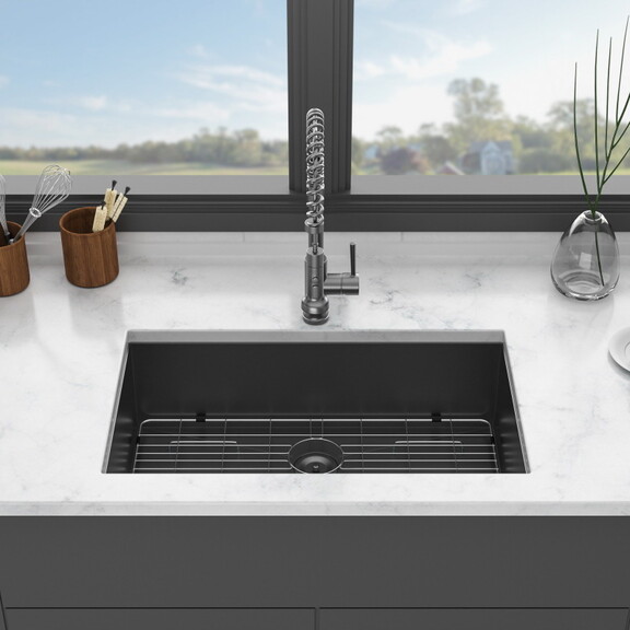 Gunmetal Black Kitchen Sink  32 Undermount Singel...