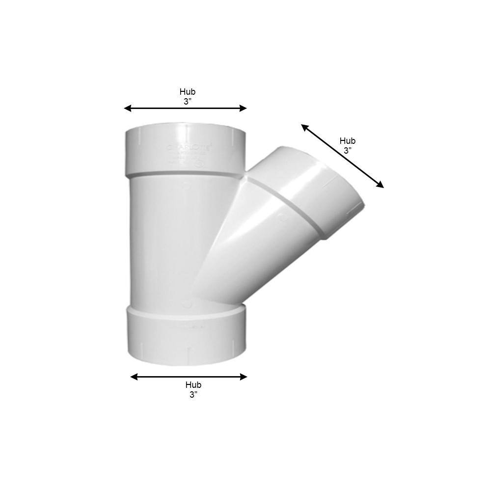 Charlotte Pipe 3 in. DWV PVC Wye PVC006001200HD