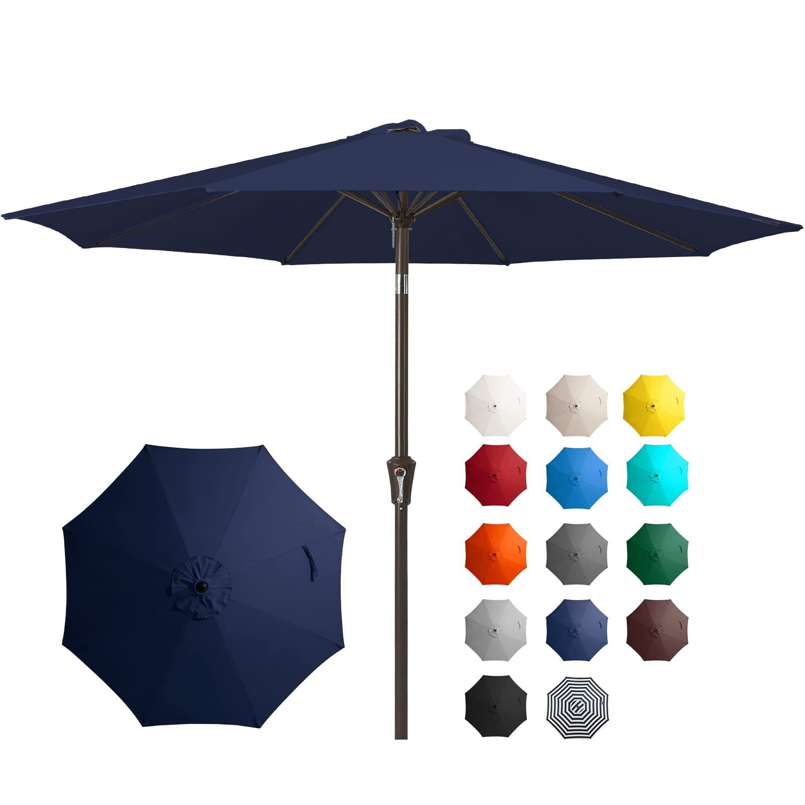 JEAREY 9FT Outdoor Patio Umbrella Outdoor Table Umbrella with Push Button Tilt and Crank,Navy