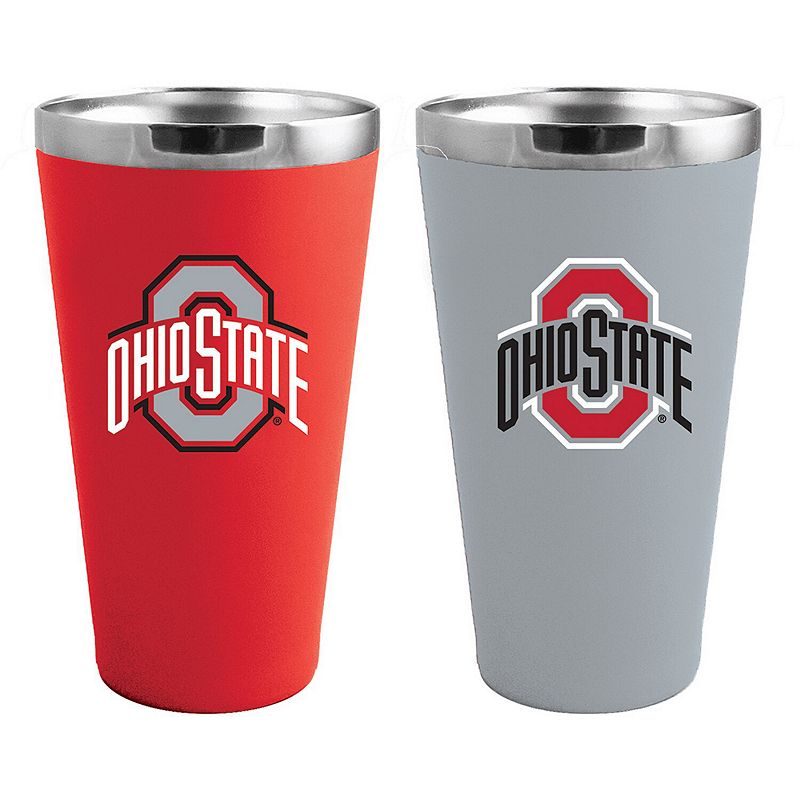 Ohio State Buckeyes Team Color 2-Pack Stainless Steel Pint Glass Set