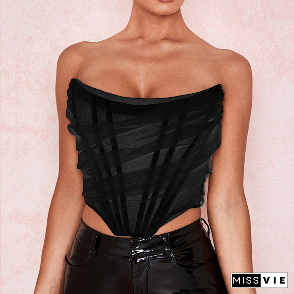 New Fashion Spring Summer Tops For Women Women's Short Vest Sexy T-Shirt For Women Club Tops Y2K Clothing Tulle Corset Sexy Gril