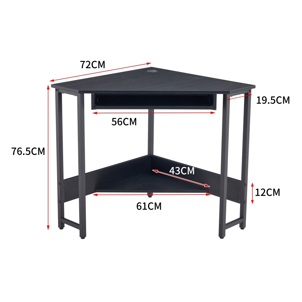 Triangle Computer Desk Corner Desk With Smooth Keyboard Tray  Storage Shelves