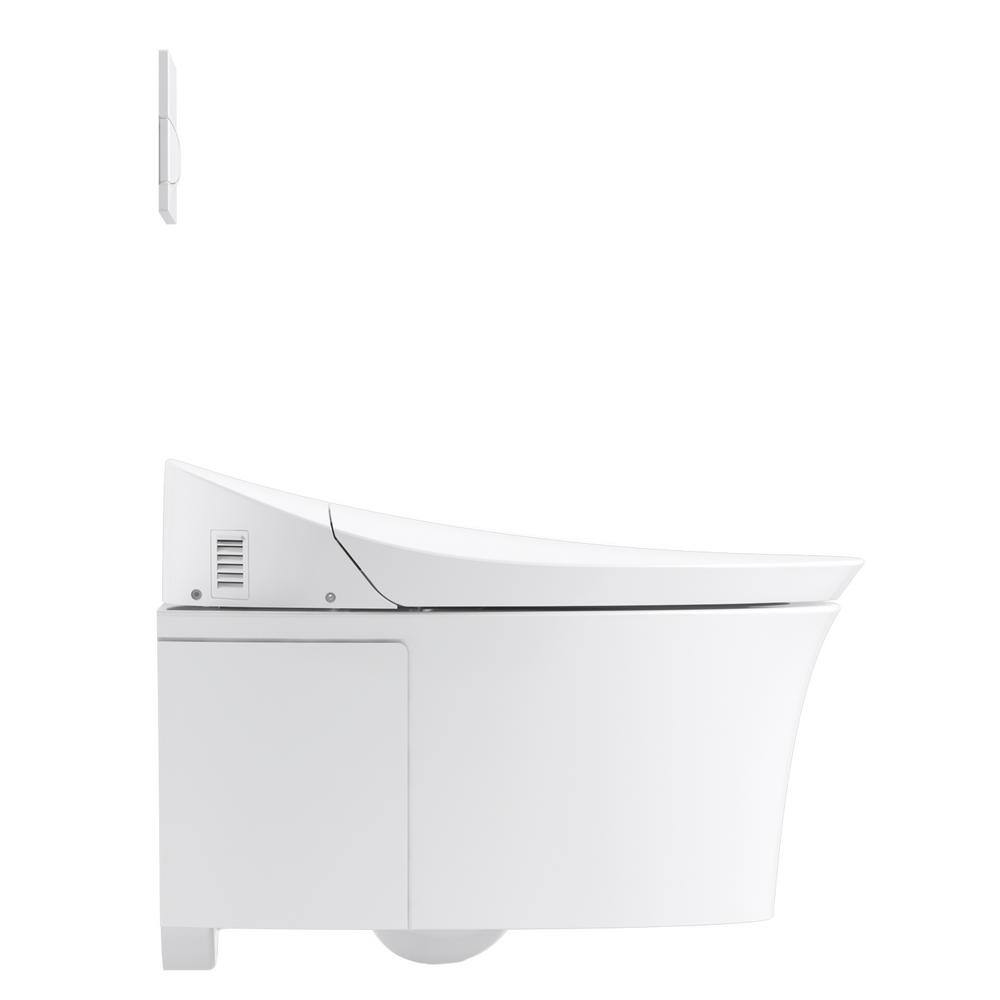 KOHLER Veil 1-Piece 0.8 or 1.6 GPF Dual Flush Elongated Wall-Hung Toilet in White Components Included 5402-0