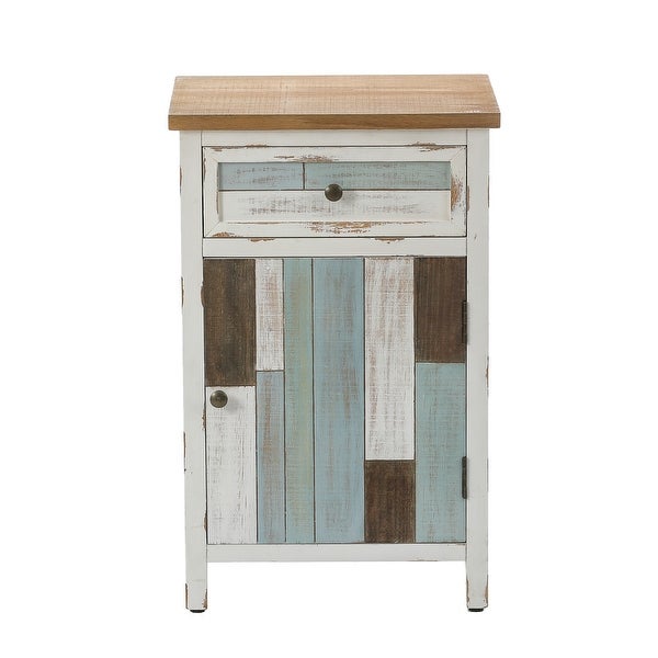 Multi-Color Wood 1-Drawer 1-Door Side Table with Storage - 28.2