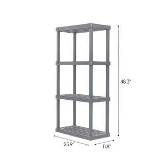 IRIS Plastic Rack Shelf with 4-Medium Shelves Elephant Gray 510021