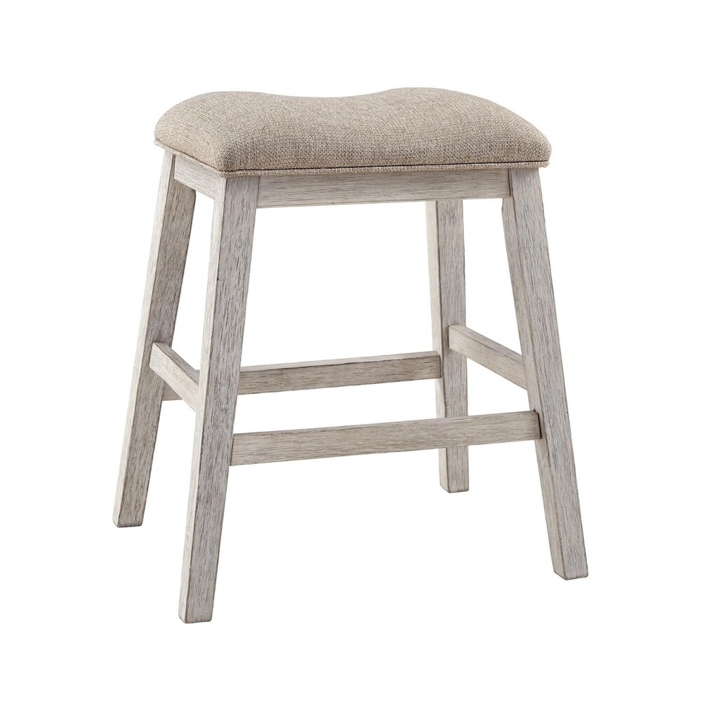 Signature Design by Ashley Mill Hill Grey and White Upholstered Counter Stool (Set of 2)   N/A