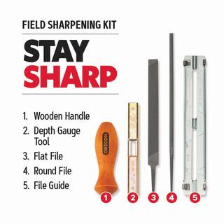 Oregon Chainsaw Sharpening Kit - Includes File Guide 532 in. Round File Flat File and depth gauge adjustment tool 104004 104004-21