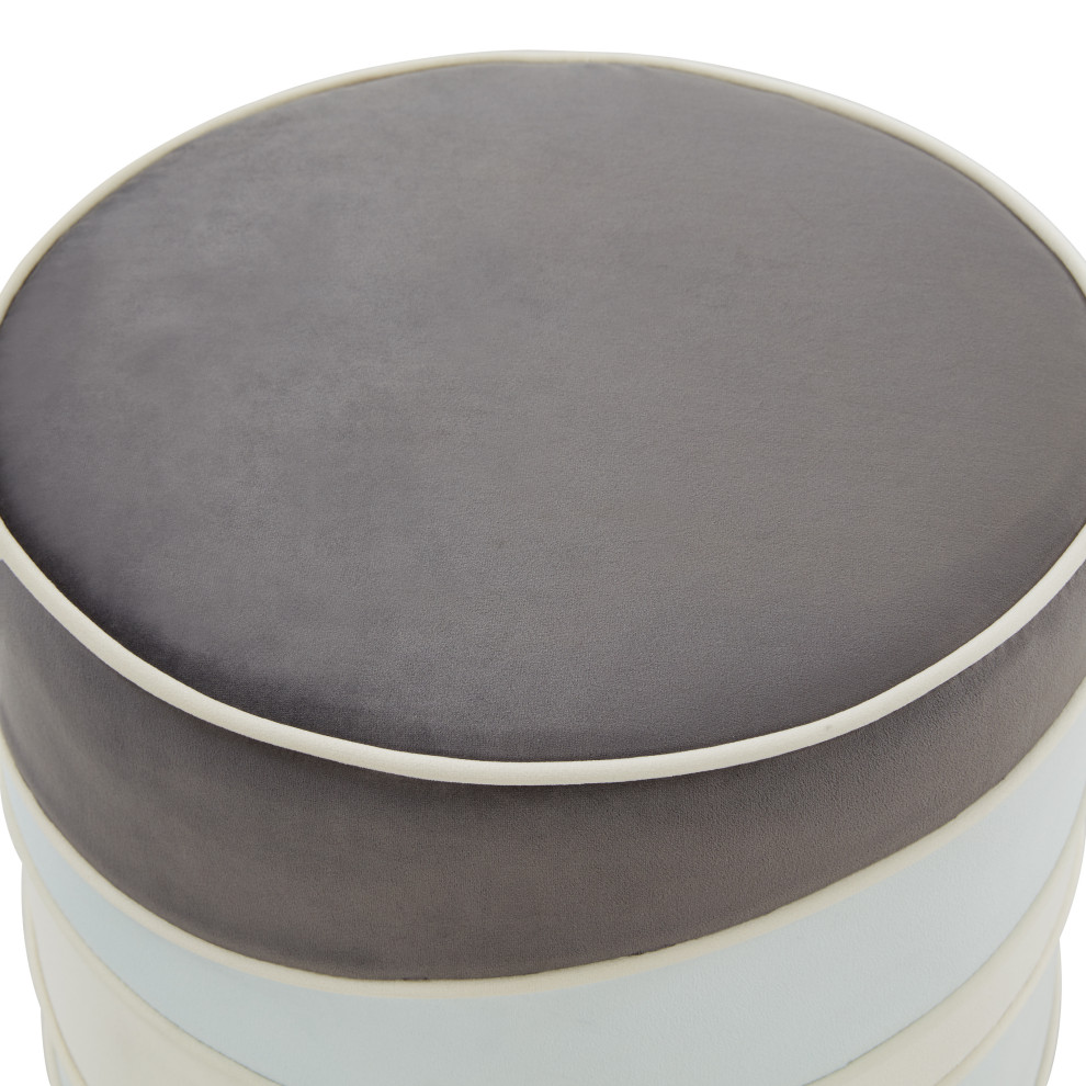 Almon 16 quotRound Upholstered Velvet Vanity Ottoman   Contemporary   Footstools And Ottomans   by LeisureMod  Houzz