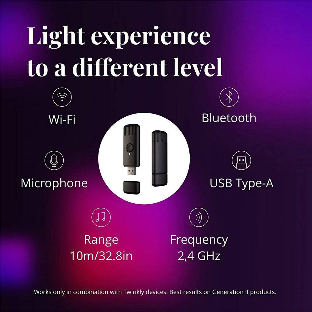 twinkly USB-Powered Bluetooth and Wi-Fi Music Syncing Device for Twinkly Gen II Smart LED Lights TMD01USB