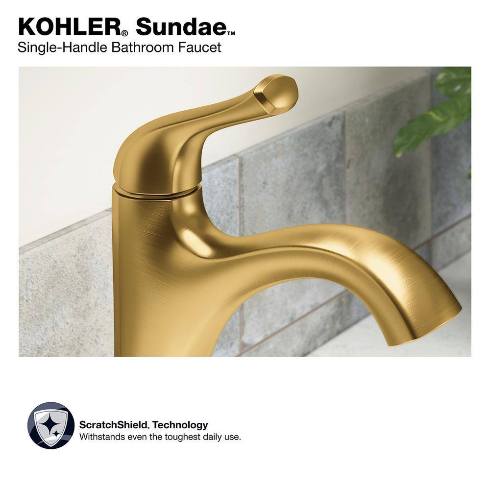 KOHLER Sundae Single Handle Single Hole Bathroom Faucet in Vibrant Brushed Moderne Brass K-R28795-4D-2MB