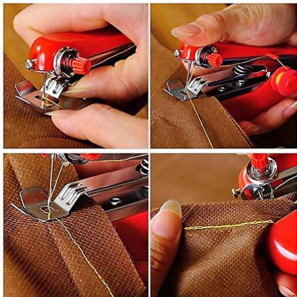 Mini Hand-Held Sewing Machine Portable Home Textiles Garment Stitch Fabrics Sewing Machine(Red)