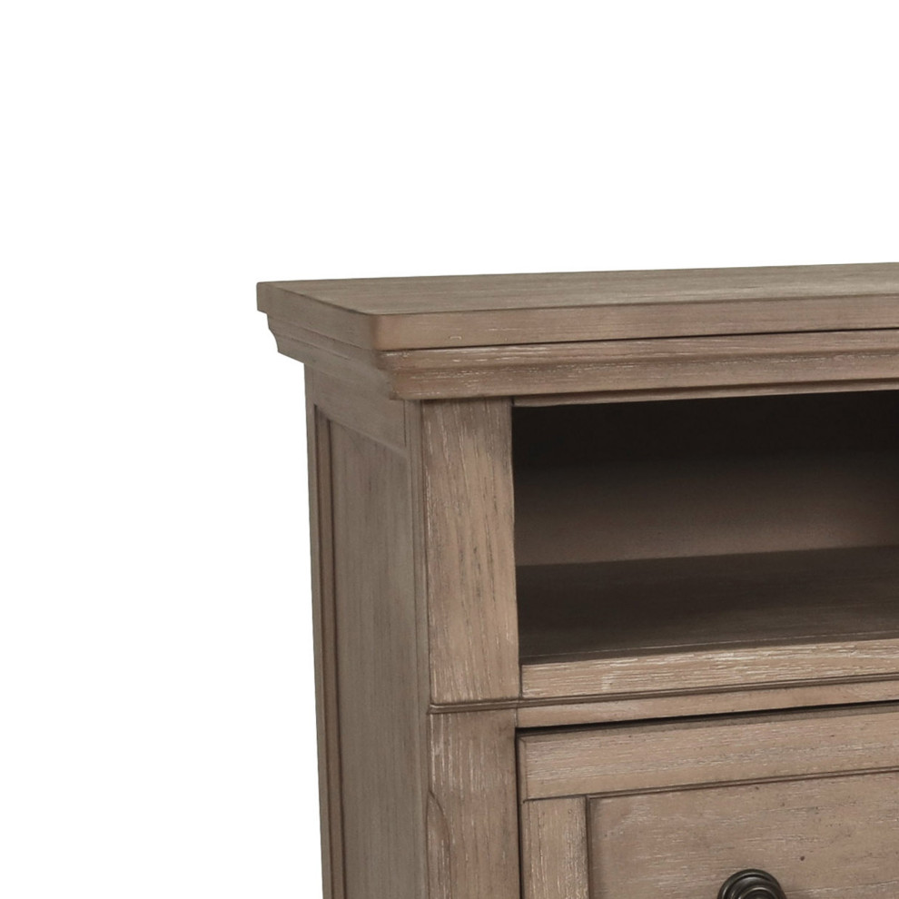 2 Drawers Wooden Media Console With Open Compartment And Bun Feet  Brown   Farmhouse   Media Cabinets   by VirVentures  Houzz
