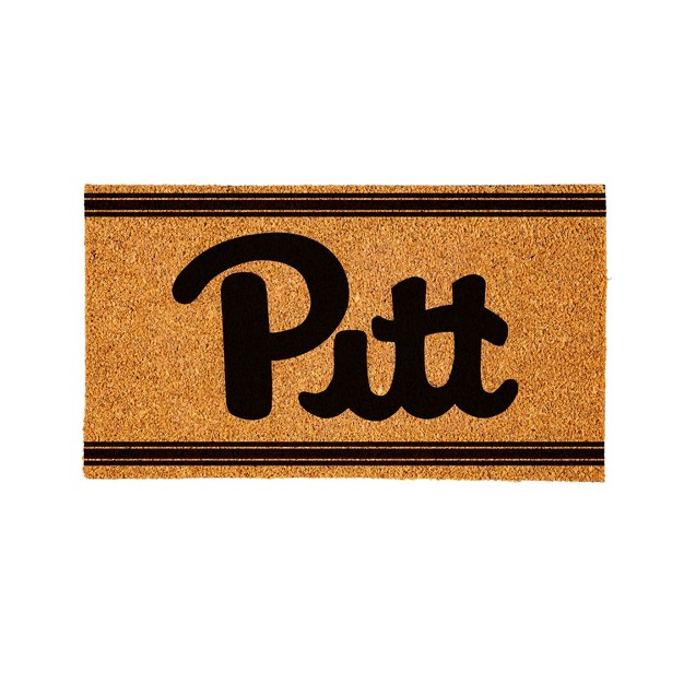 Evergreen University Of Pittsburgh Logo Turf Mat Brown 28 X 16 Inches Indoor Outdoor Doormat