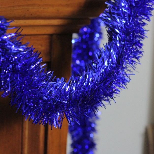 Unlit Shiny Lavish Blue Foil Tinsel Christmas And Hanukkah Garland