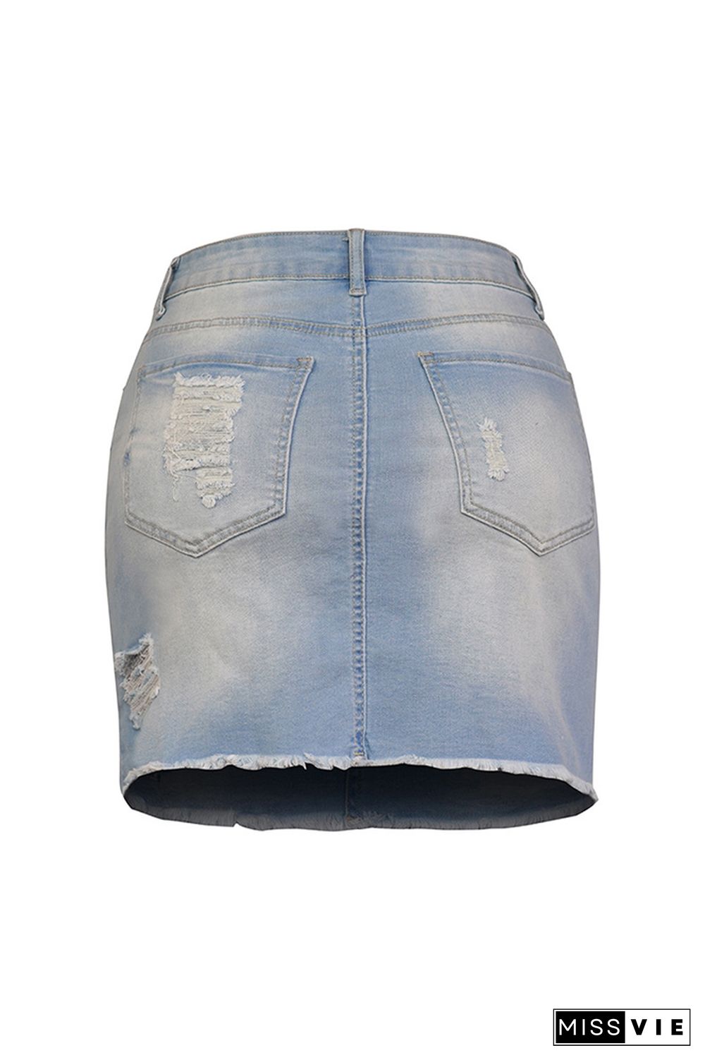 Ripped A-line Denim Mini Skirt Wholesale