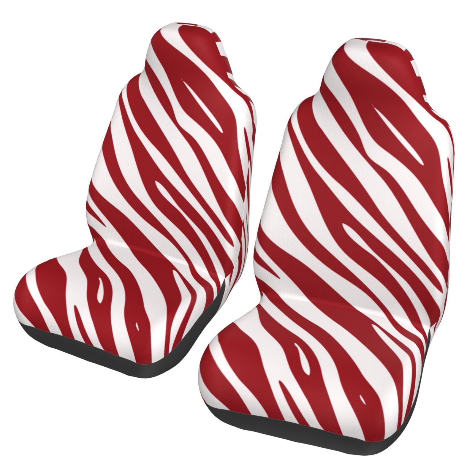 TEQUAN Front Seat Covers， Red Zebra Texture Pattern 2 Piece Car Seat Cover Fit Most Car SUV Truck Van