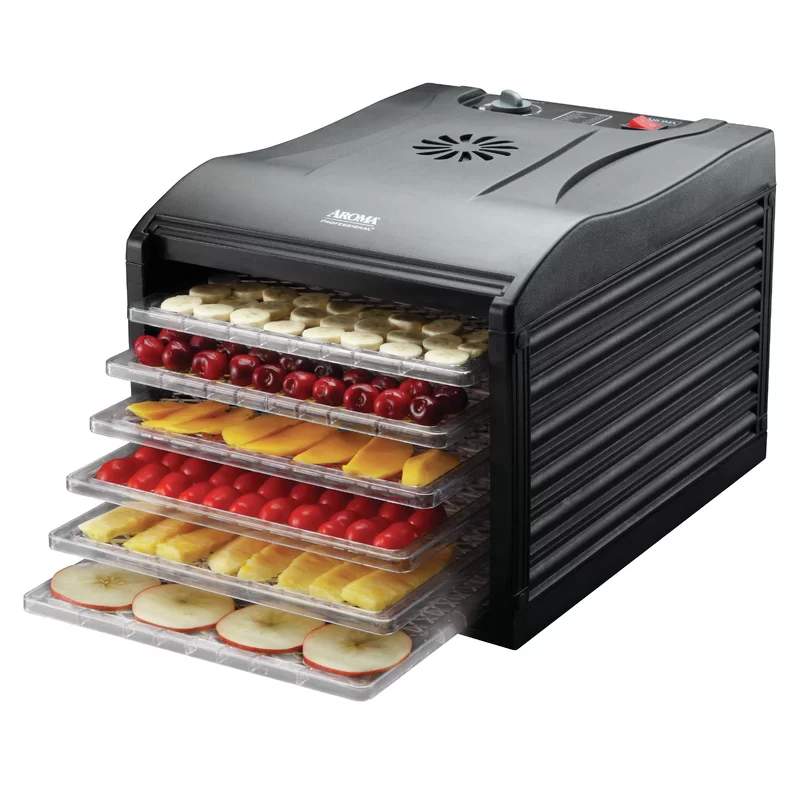 AROMA Professional 6-Tray Black Food Dehydrator with Drip Tray