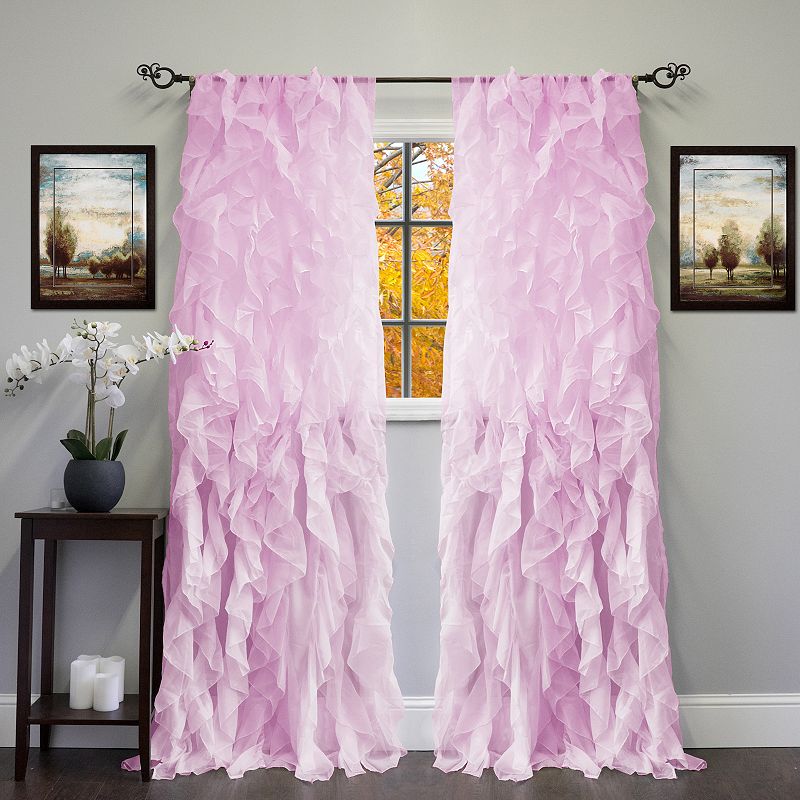 Sweet Home Collection Sheer Voile Vertical Ruffle Window Curtain