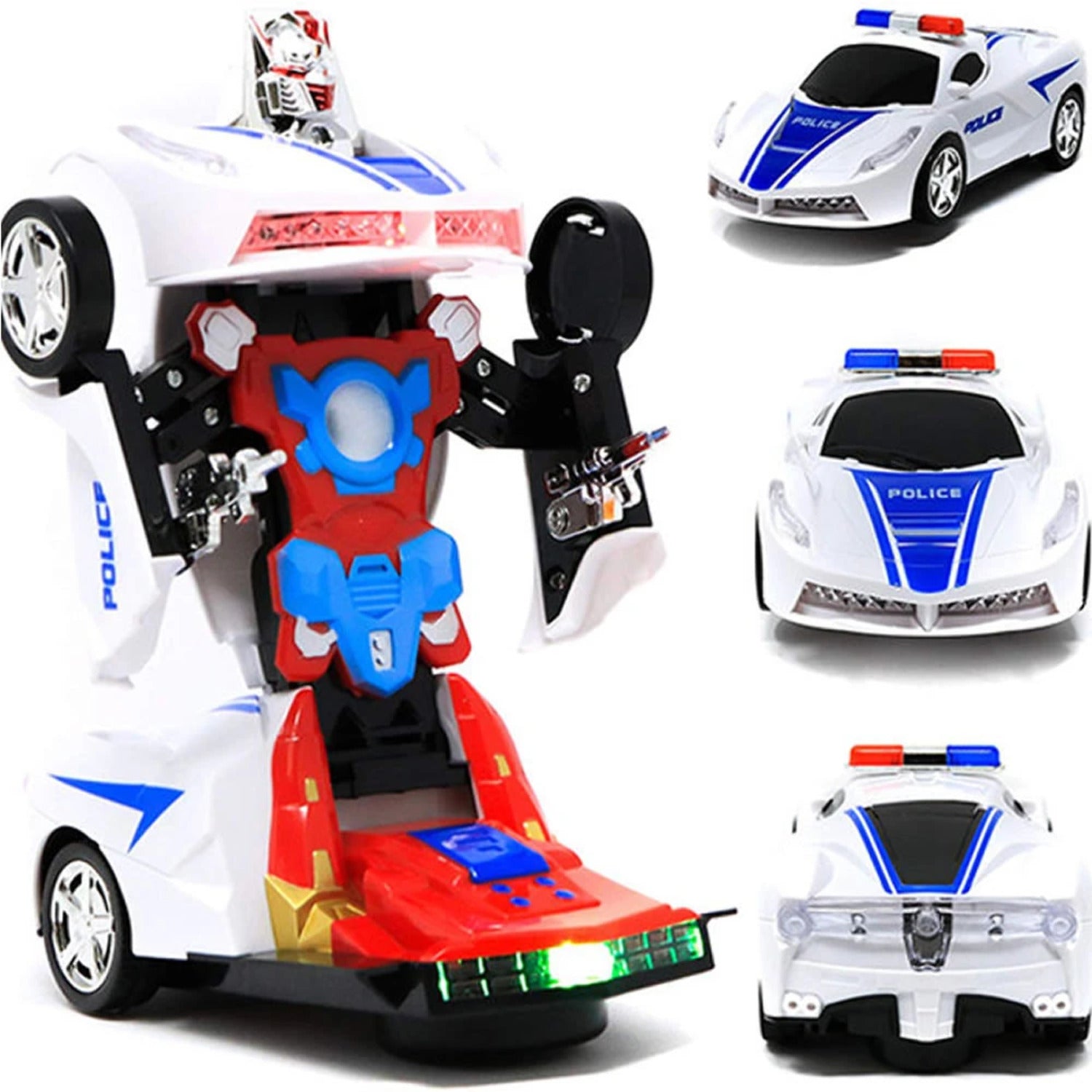 Happy Toys 2-In-1 Transformer Robot Police Car Toy