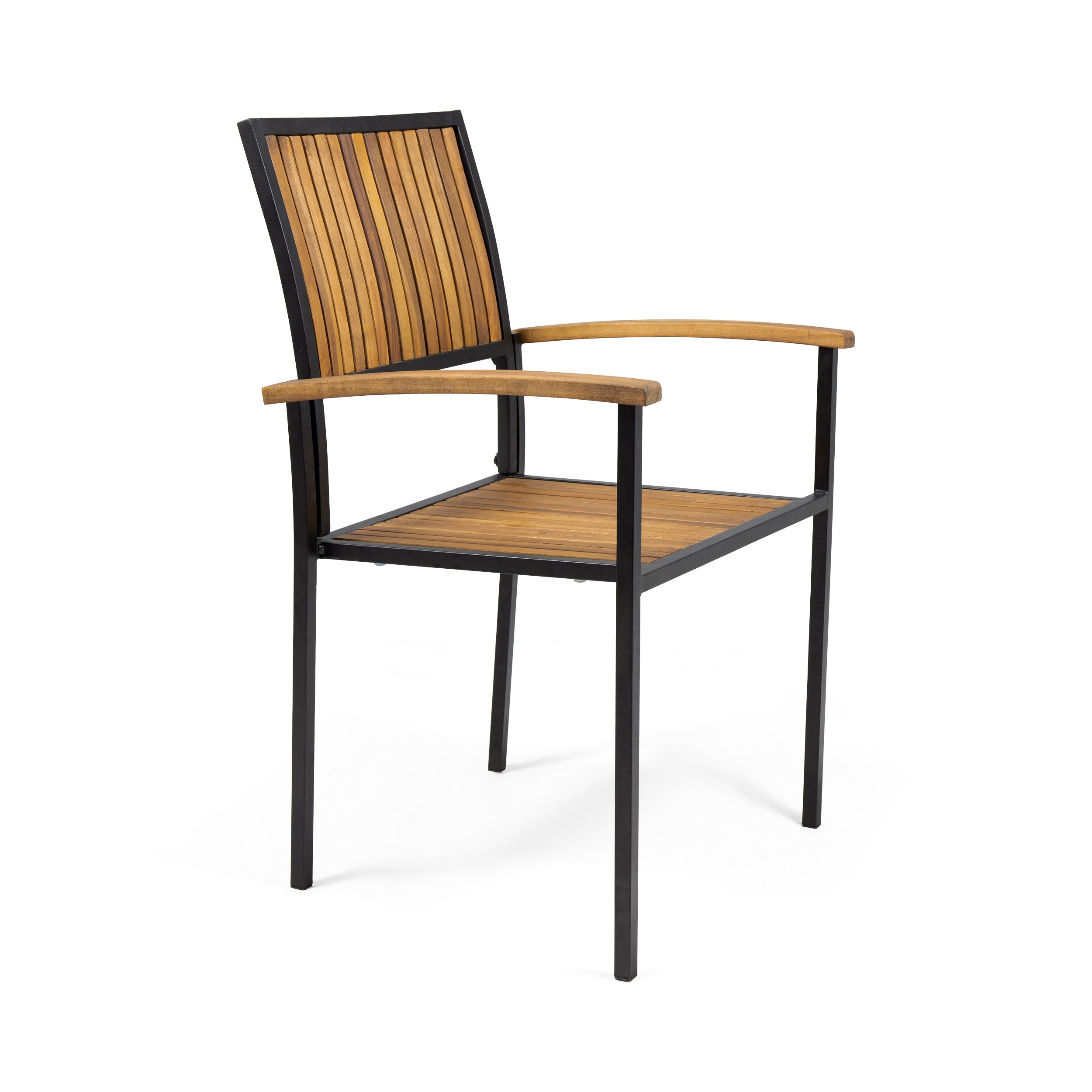 Owen Outdoor Wood and Iron Dining Chair (Set of 2)