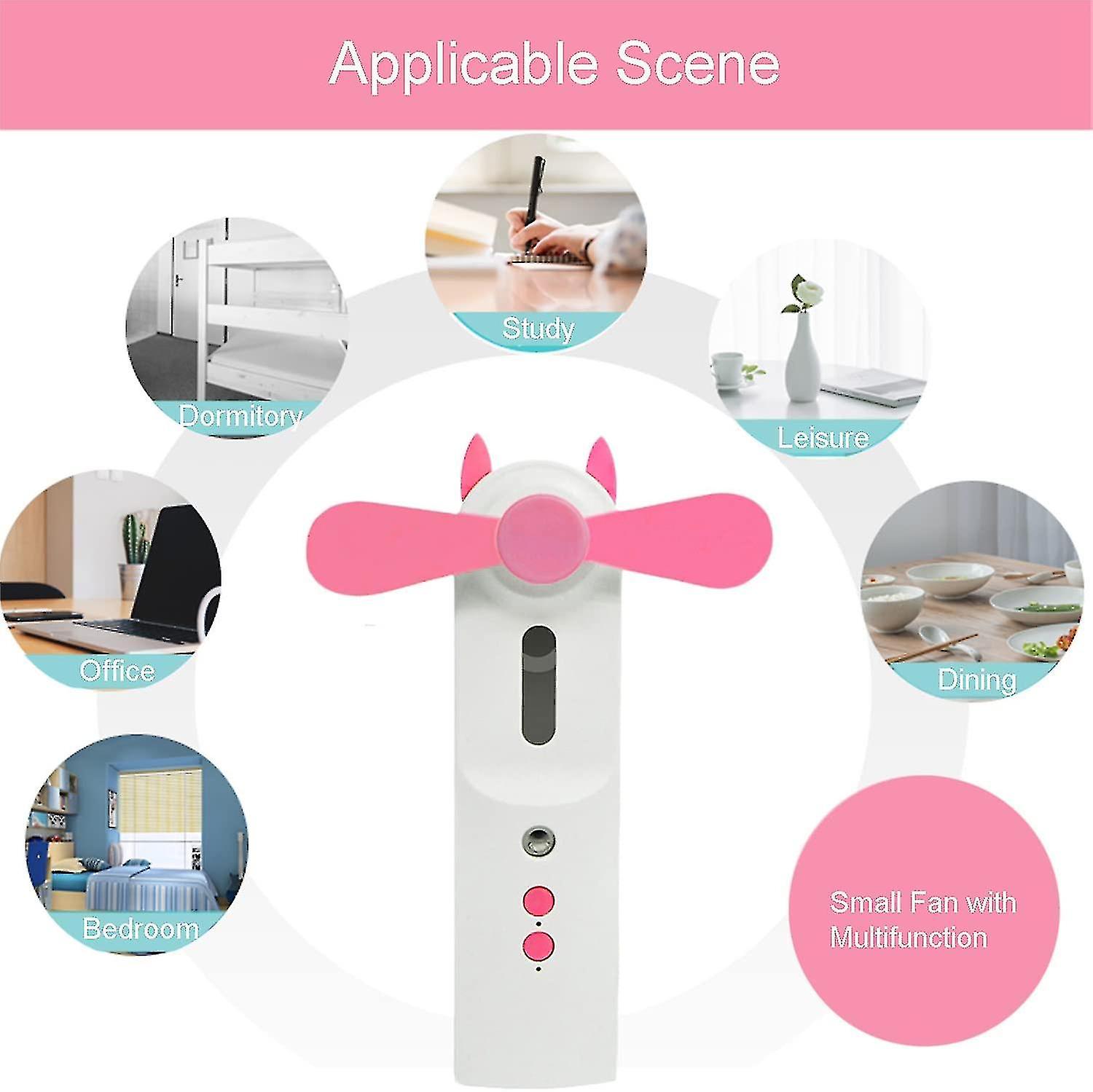 Mini Handheld Fan， Spray Handheld Fan， Portable Usb Rechargeable Small Pocket Fan， 3 In 1