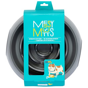 Messy Mutts Interactive Slow Feeder Dog and Cat Bowl Grey