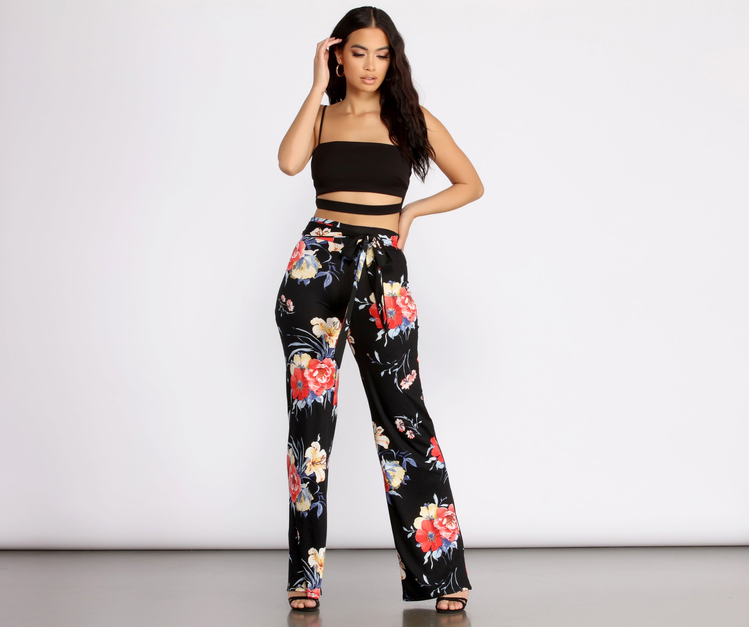 My Vibe Floral High Waist Dress Pants