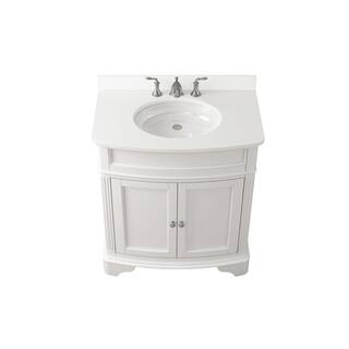 Home Decorators Collection Terryn 31 in. W x 20 in. D x 35 in. H Vanity in White with Engineered White Marble Top and White Sink TJ-TNV3120WH