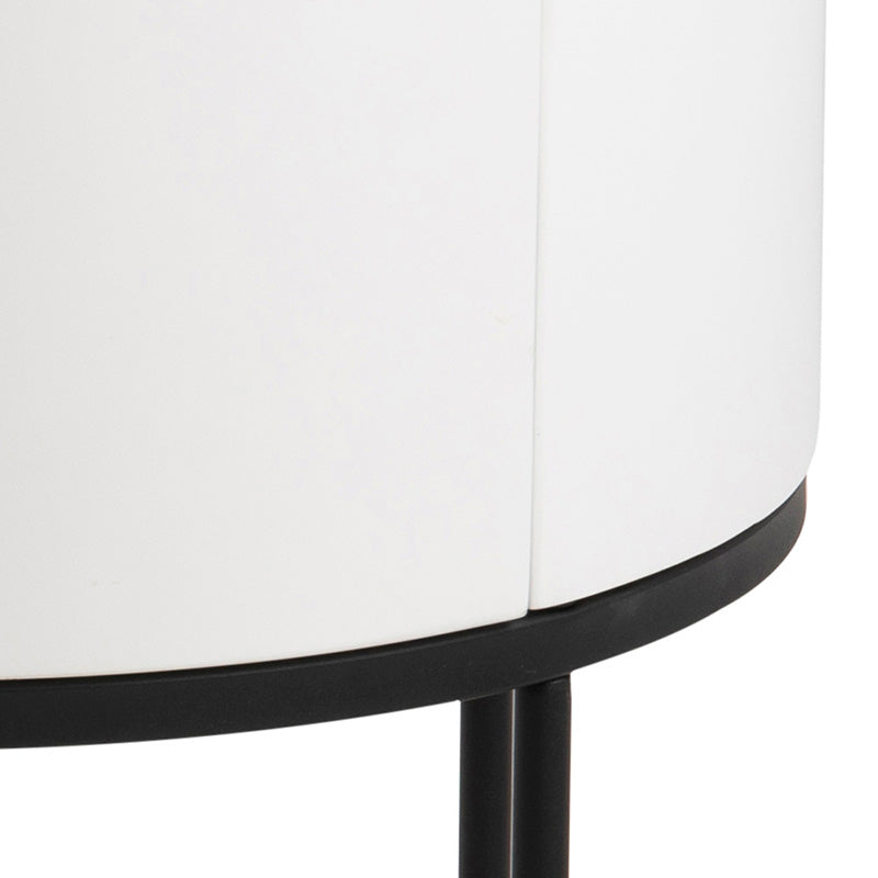 POLON Bedside Table 40cm - White & Black