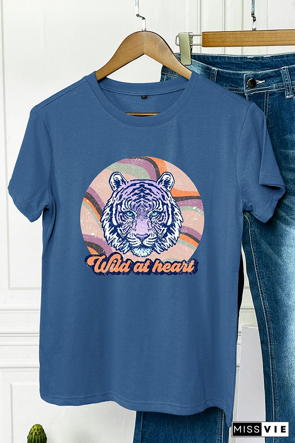 Retro Tiger Sublimation Graphic Tee Wholesale